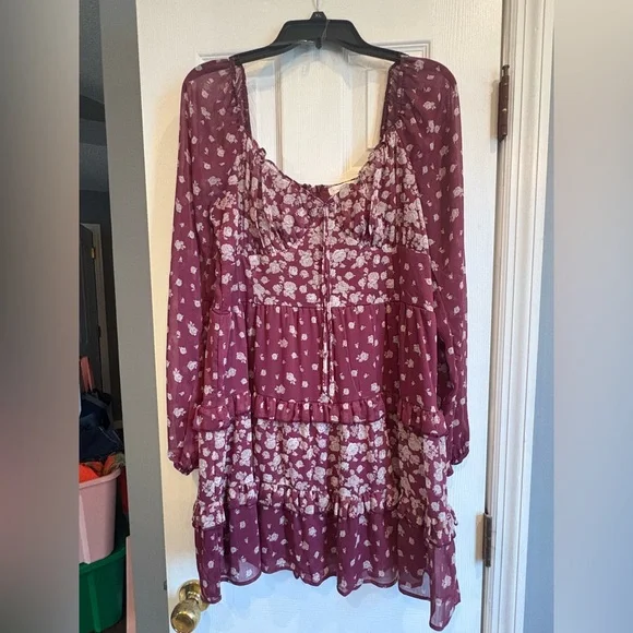 Altar'd State Burgundy Floral Mini Dress - Picture 2 of 9